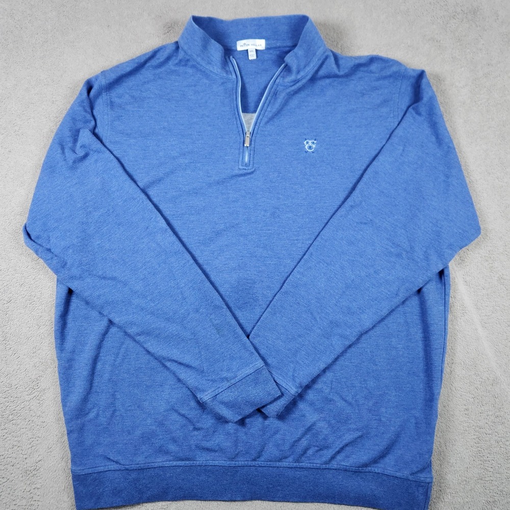 Peter Millar 1/4 Zip Pullover Mens size 2XL Blue Cotton Modal Blend Sweater READ